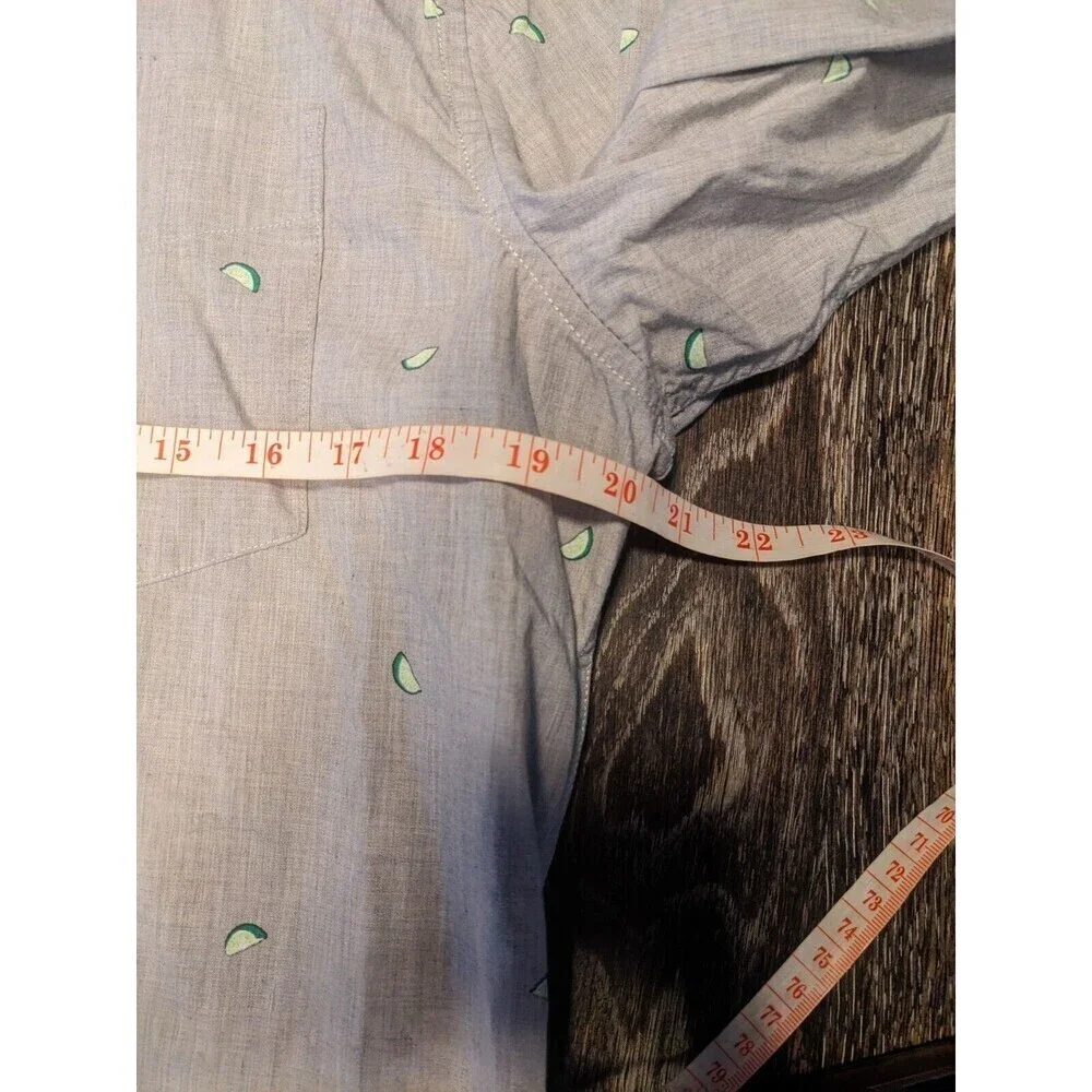 BANANA REPUBLIC Luxe Poplin Slim Fit Buttons Gray Lime Print Shirt Men's Sz L 59